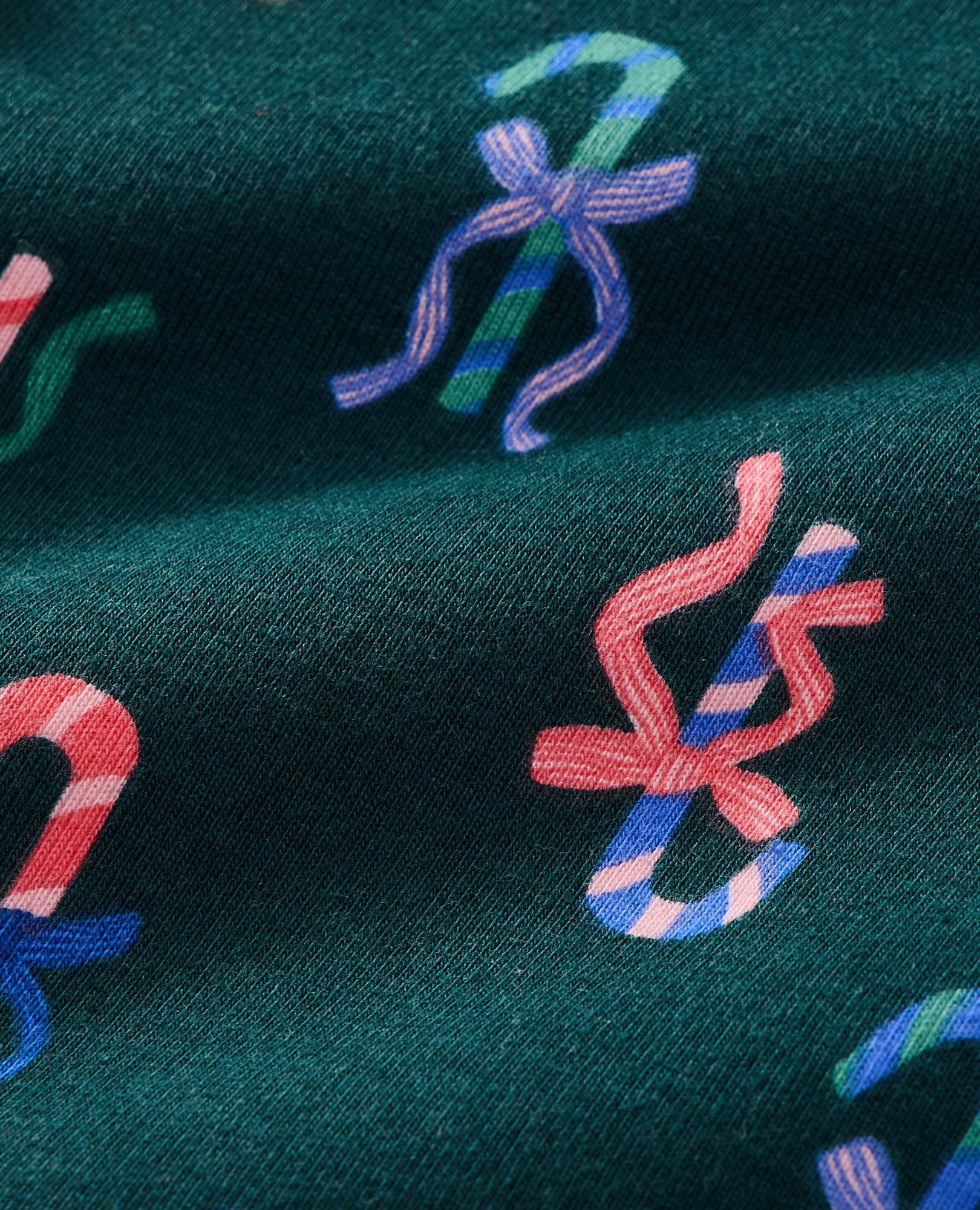 Holiday HannaJams™ Pajama Set in Cheerful Candy Canes on Green - main