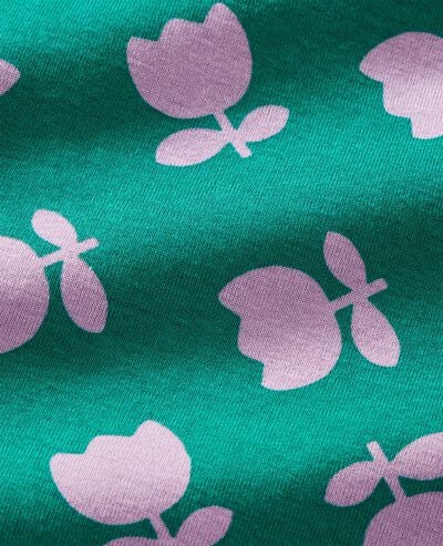 Women's Wide Leg Pajama Set in Tossed Tulips on Green - main