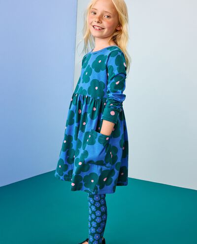Long Sleeve Playground Dress with Pockets in Floral on Bluest Sky - main
