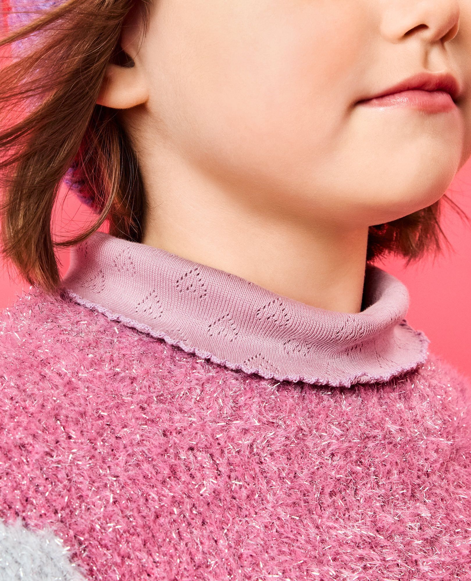 Long Sleeve Pointelle Heart Turtleneck Top - thumbnail 4