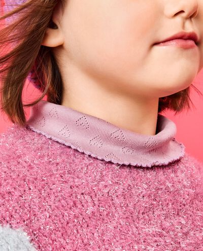 Long Sleeve Pointelle Heart Turtleneck Top in Cosmic Purple - main