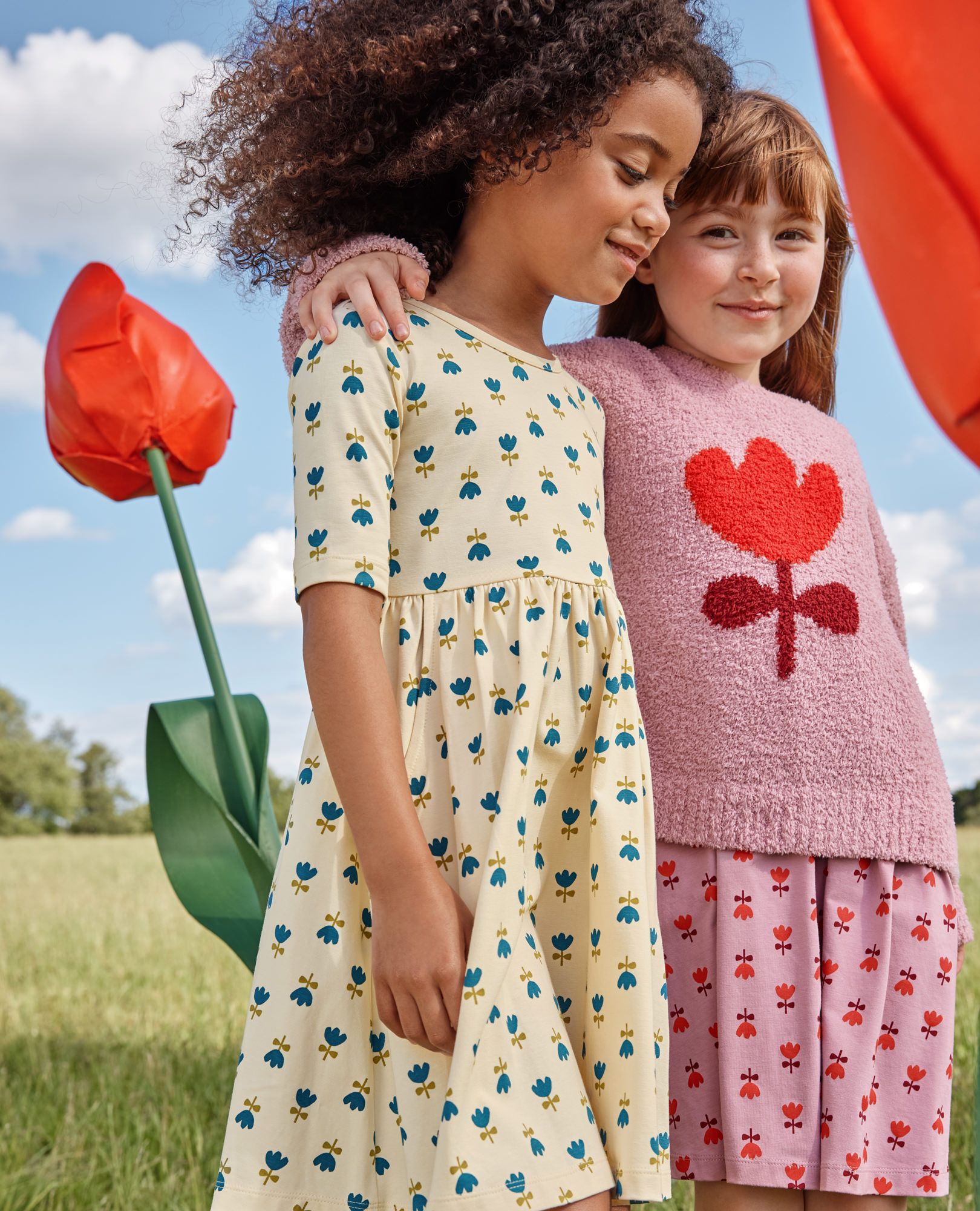 Skater Dress with Pockets in Tulips on Cosmic Purple - main