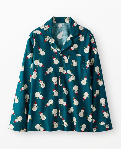 Adult Holiday Flannel Pajama Top in Frosty Friends - main