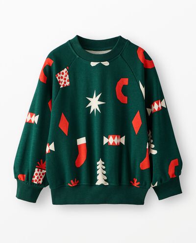 Holiday French Terry Bubble Sweatshirt in Modern Festive on Malachite - main