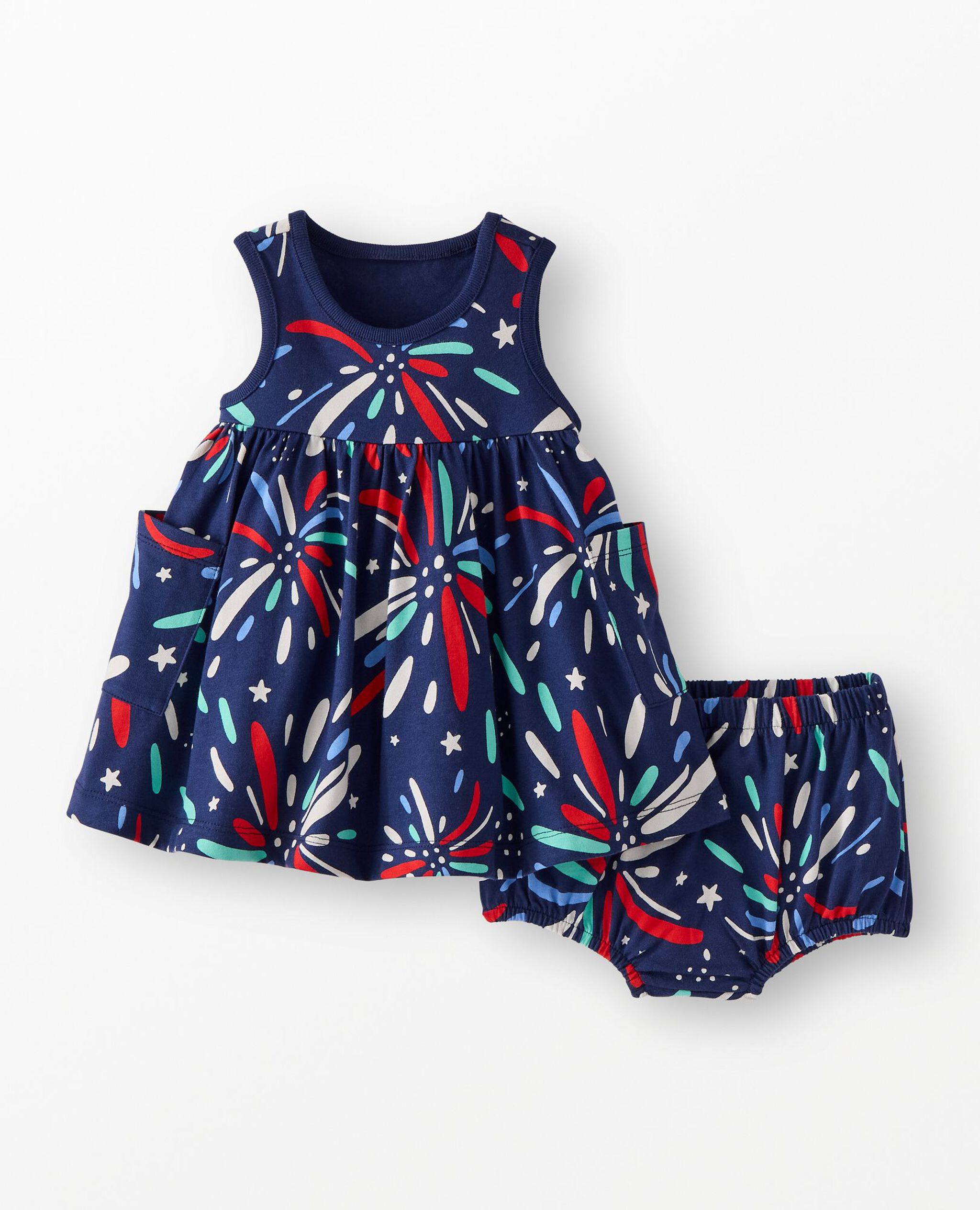 Baby Sleeveless Dress & Bloomers Set in Fireworks - main