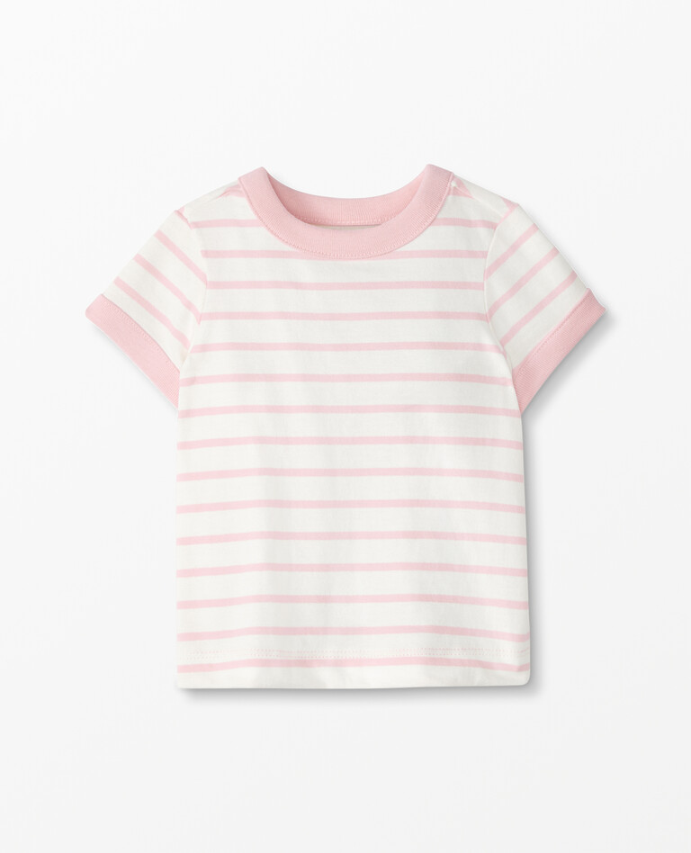 Baby Striped Tee In Cotton Jersey in Hanna White/Petal Pink - main
