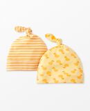 2-Piece Baby Layette Top Knot Beanie in HannaSoft™ in Pepper the Duck on Limoncello - main