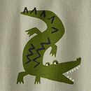 Long Sleeve Relaxed Fit Graphic T-Shirt in Pine Green Alligator on Seagrass - swatch