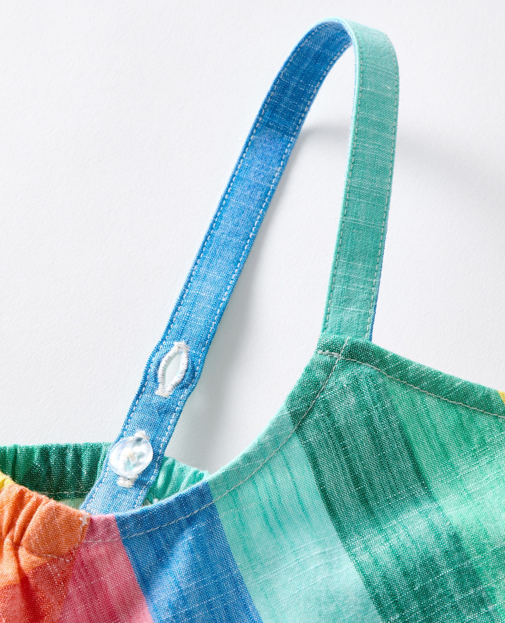 Sleeveless Poplin Midi Dress with Pockets in Bright Rainbow Stripe - main