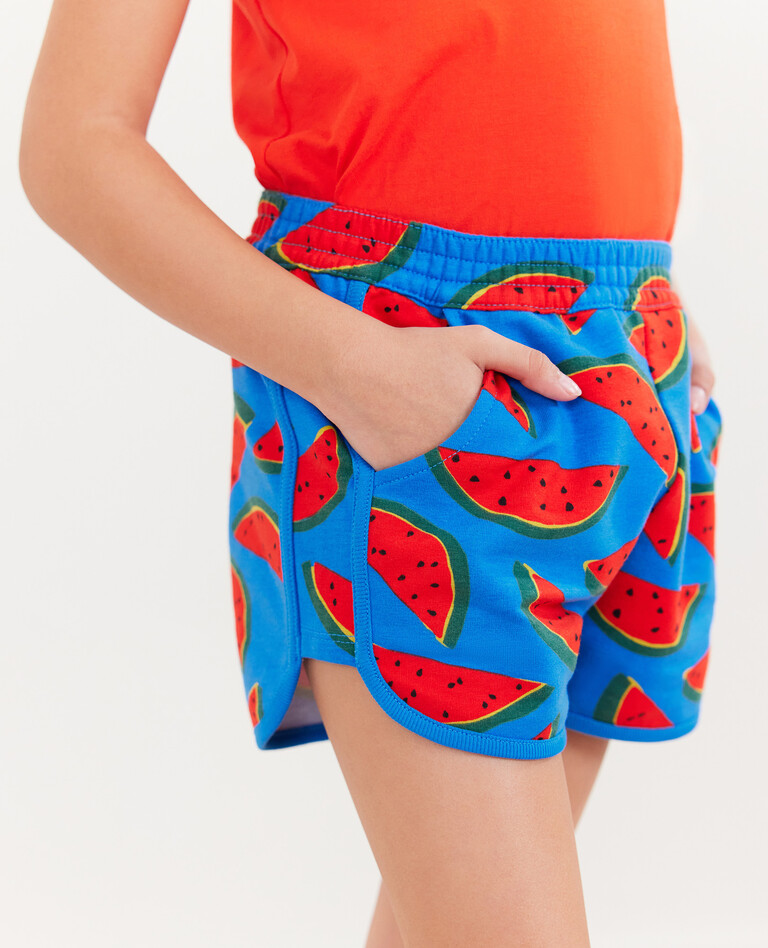Print Shorts In French Terry in Summer Sweet On Equator Blue - main