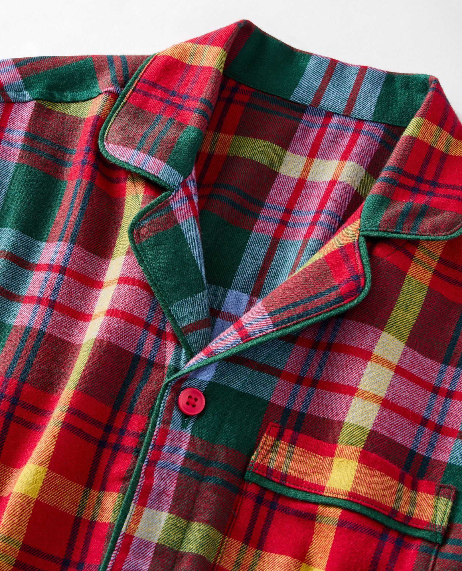 Adult Holiday Flannel Pajama Top in Multi Plaid - main