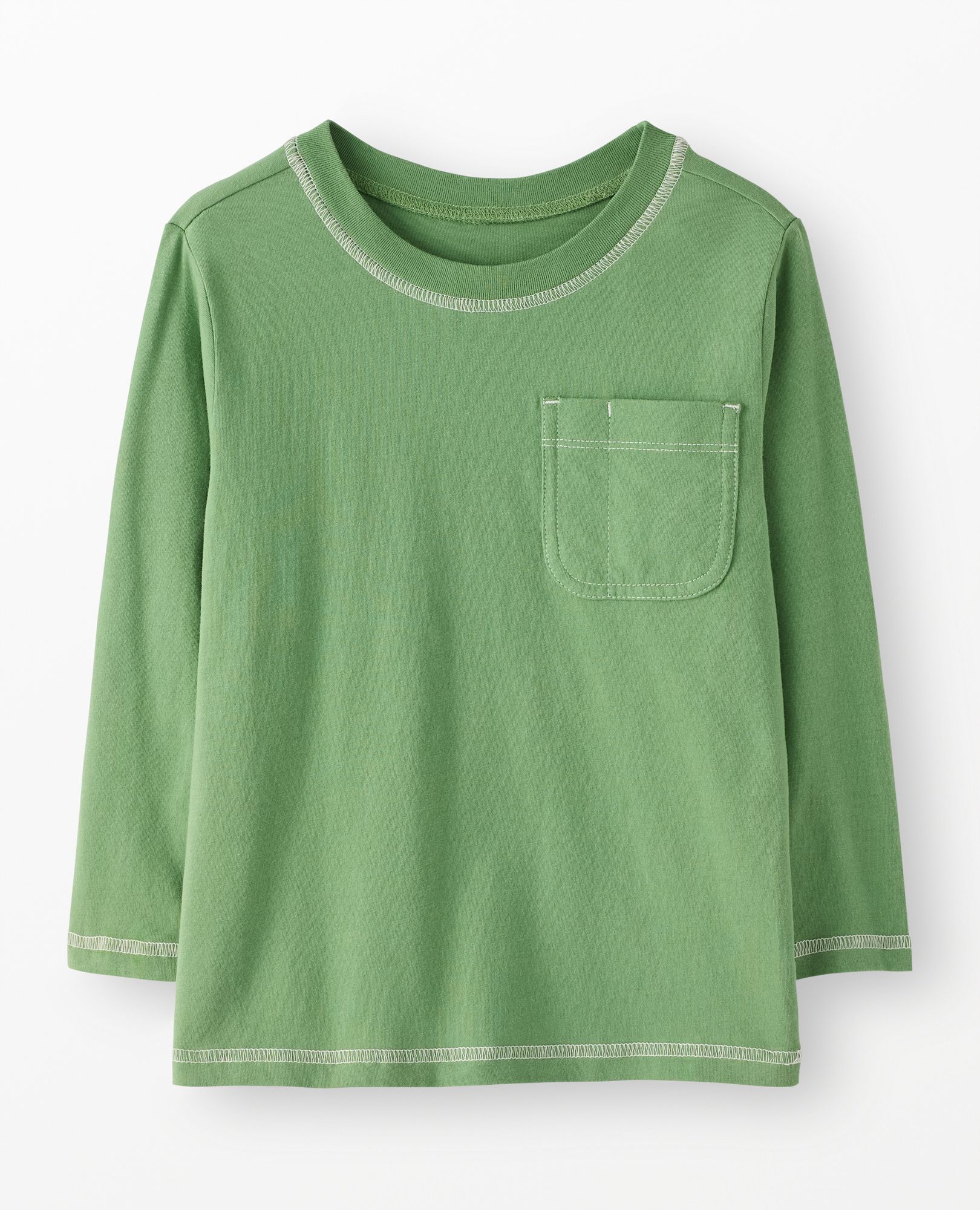 Long Sleeve Relaxed Fit Pocket T-Shirt in Stone Green - main