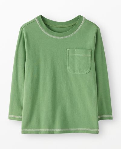 Long Sleeve Relaxed Fit Pocket T-Shirt in Stone Green - main