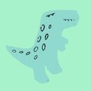 Swim Trunks in Blue Dinos On Green - swatch