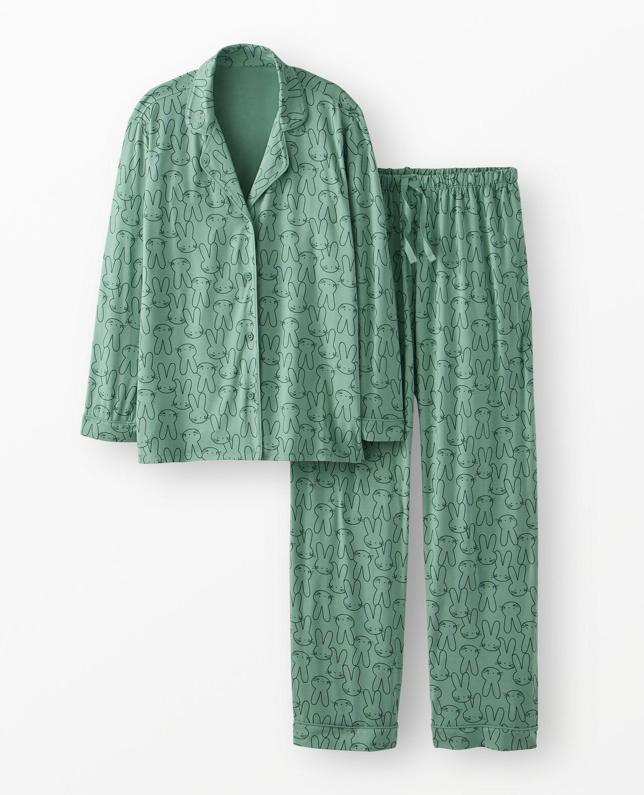 Women's Long Sleeve HannaSoft™ Pajama Set in Easter Bunny on Jade - main