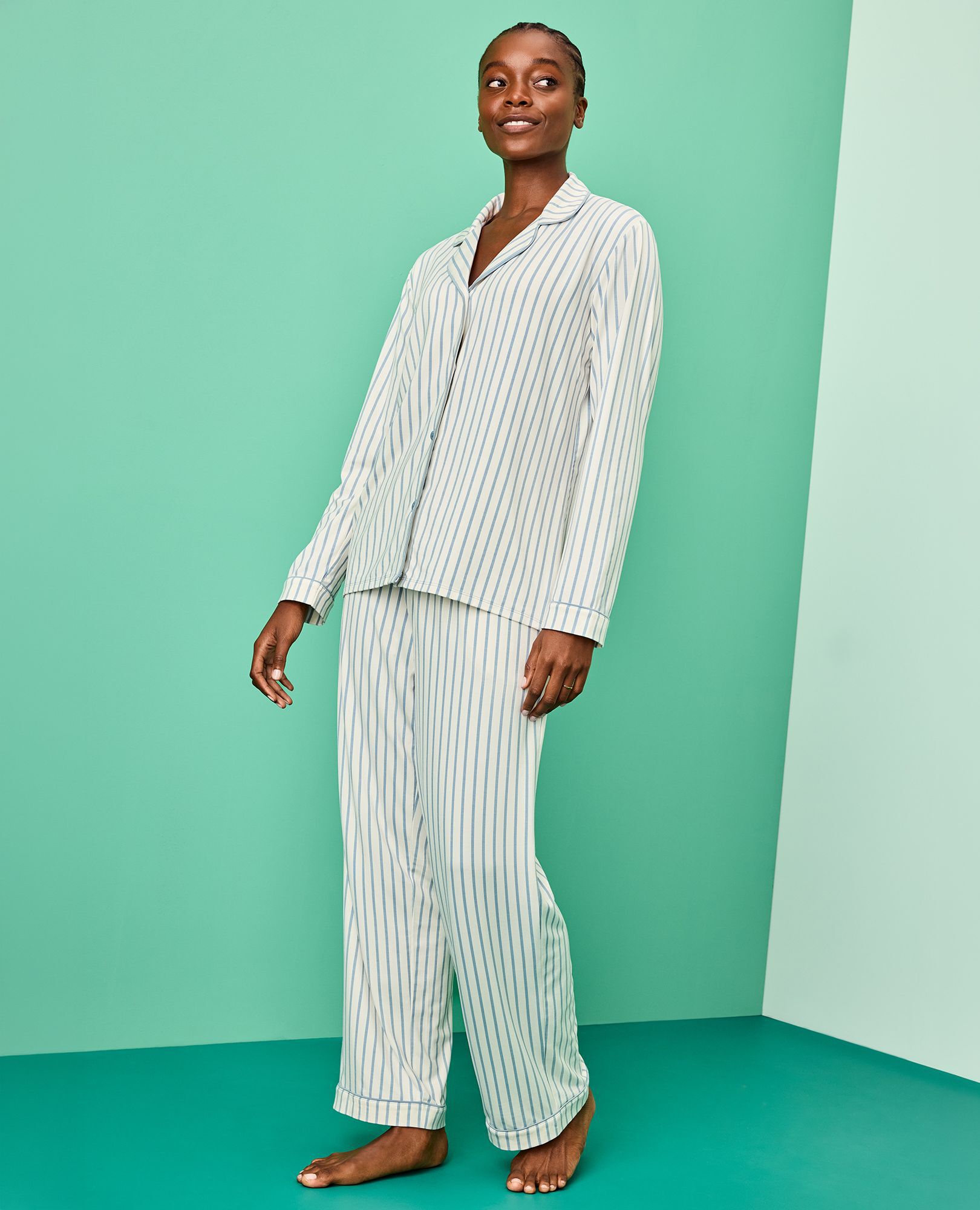Women's Holiday Long Sleeve HannaSoft™ Pajama Set in Ecru/North Air - main