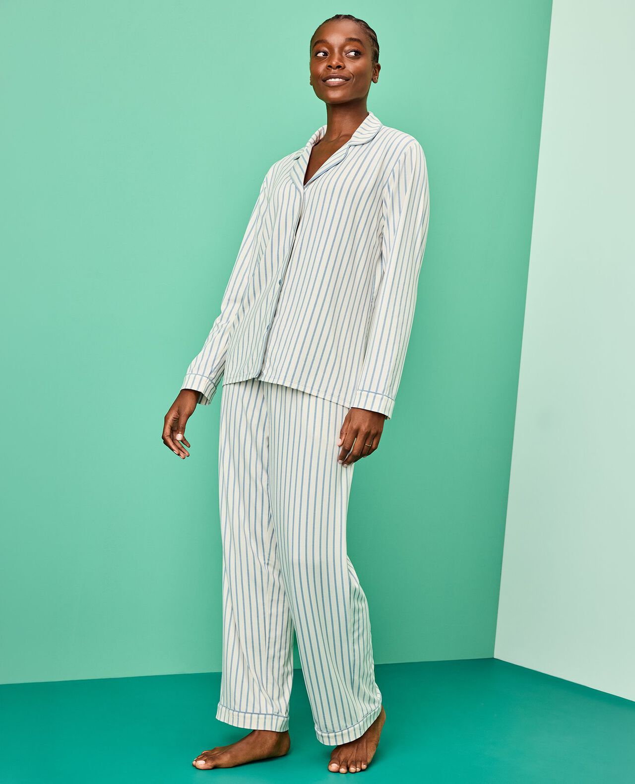 Women's Holiday Long Sleeve HannaSoft™ Pajama Set in Ecru/North Air - main