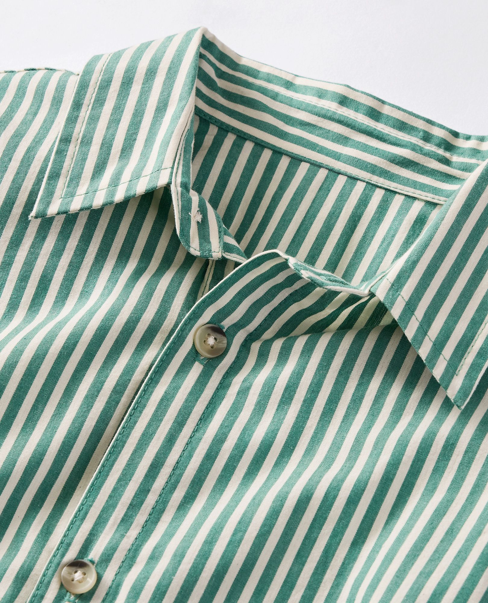 Relaxed Fit Poplin Button Up Shirt in Fir Tree/Ecru - main