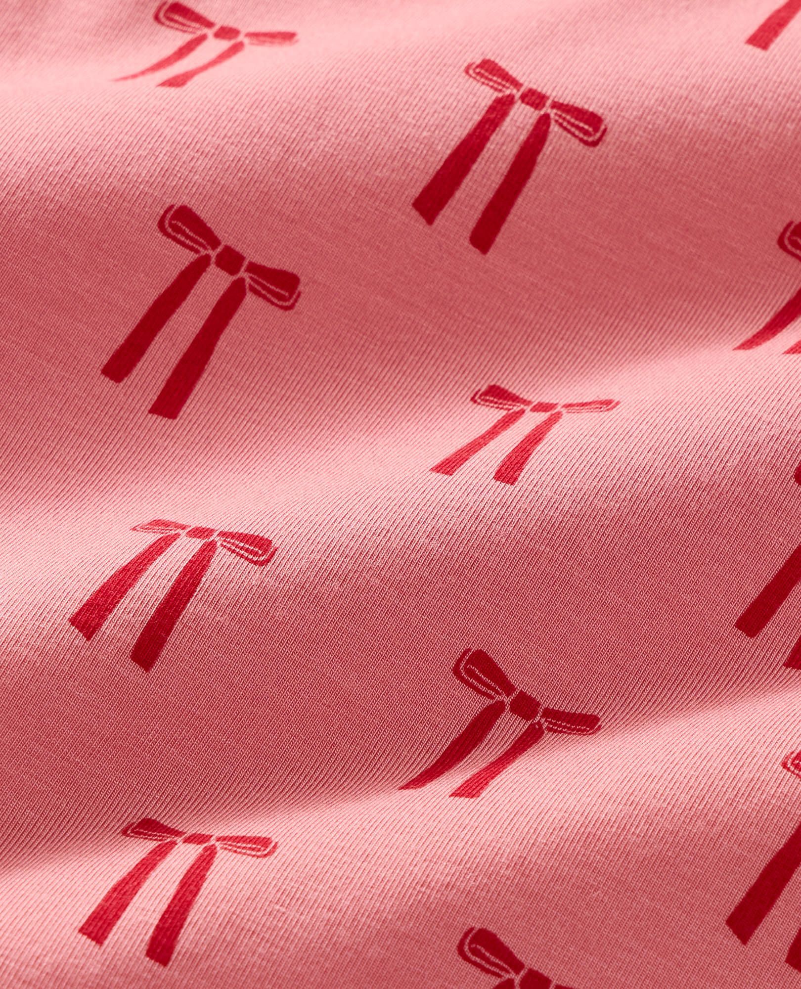 Holiday HannaSoft™ Stretch Pajama Set in Mini Bows on Macaron - main