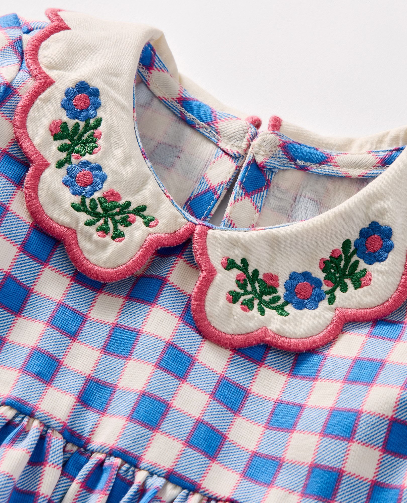 Baby Long Sleeve Collared Skater Dress & Leggings Set in Blue Gingham - main