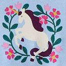 Long Sleeve Ruffle Skater Dress with Pockets in Magical Unicorn on Powder Blue - swatch