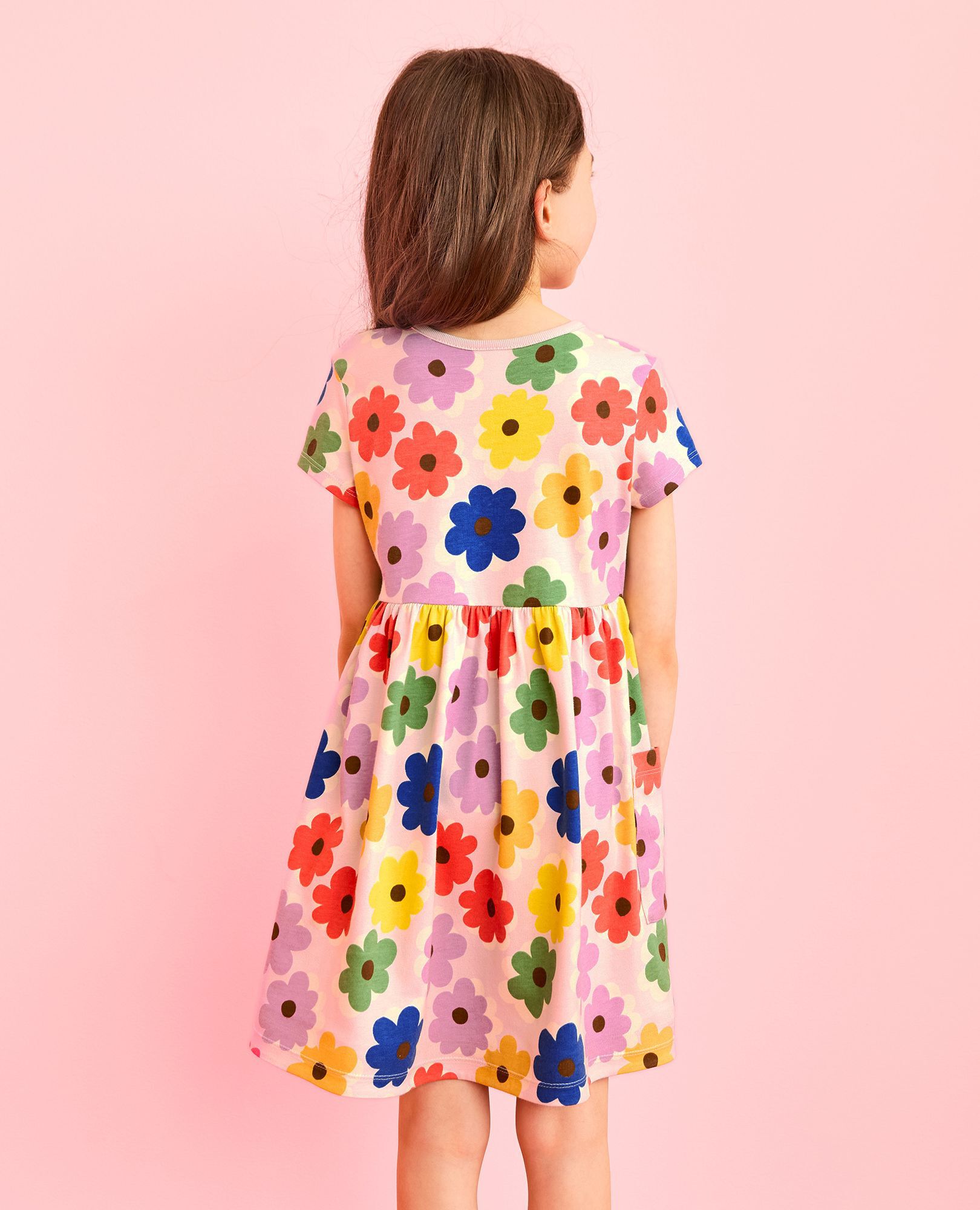 Playground Dress with Pockets in Multicolored Spring Daises - main