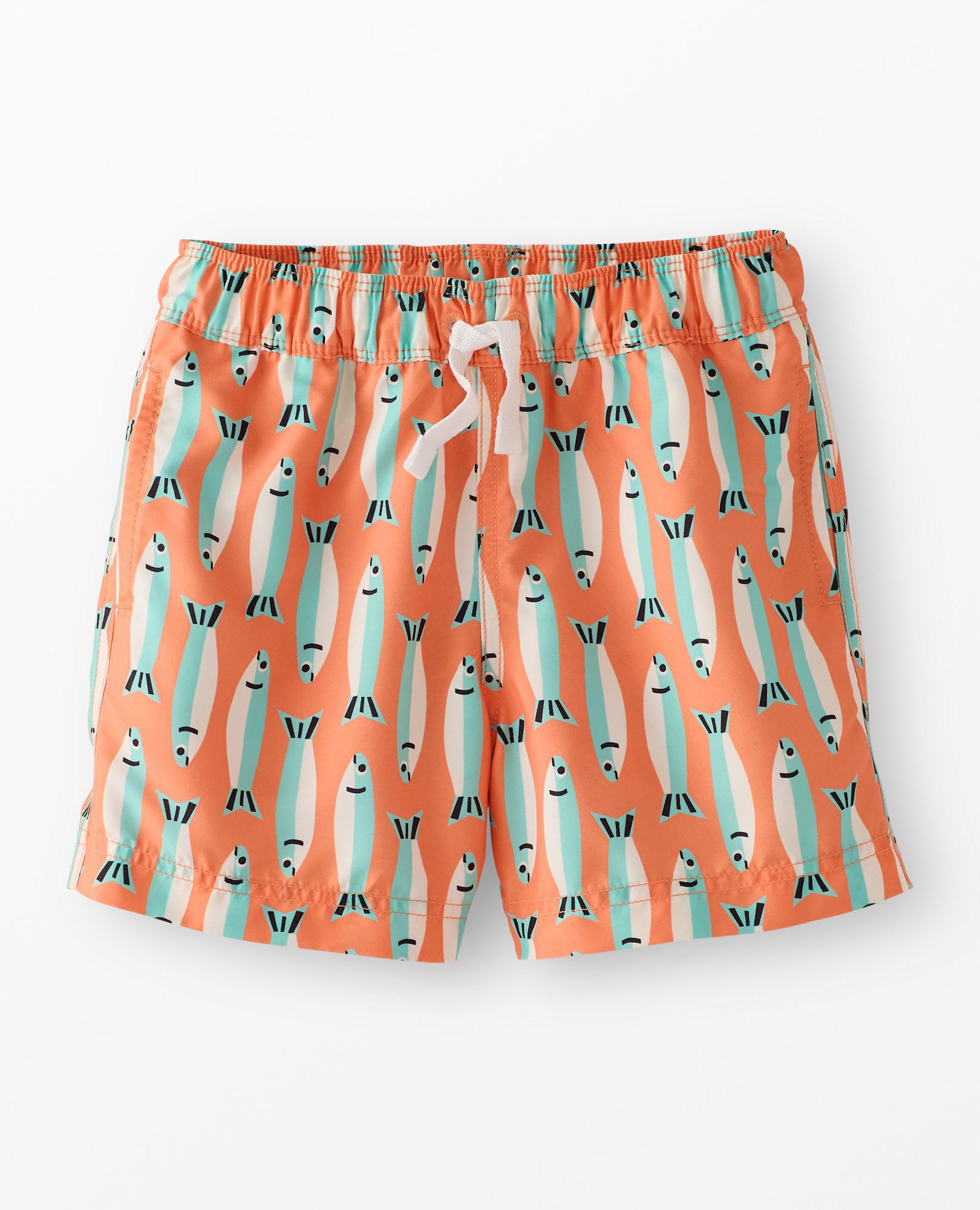 Swim Trunks in Sardines on Orange - main