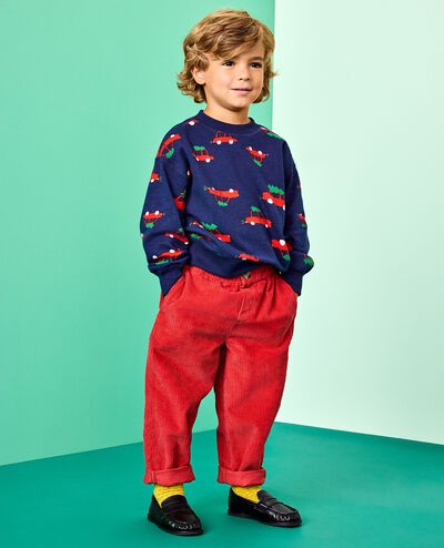 Waffle Crewneck in Get the Tree on Navy Blue - main