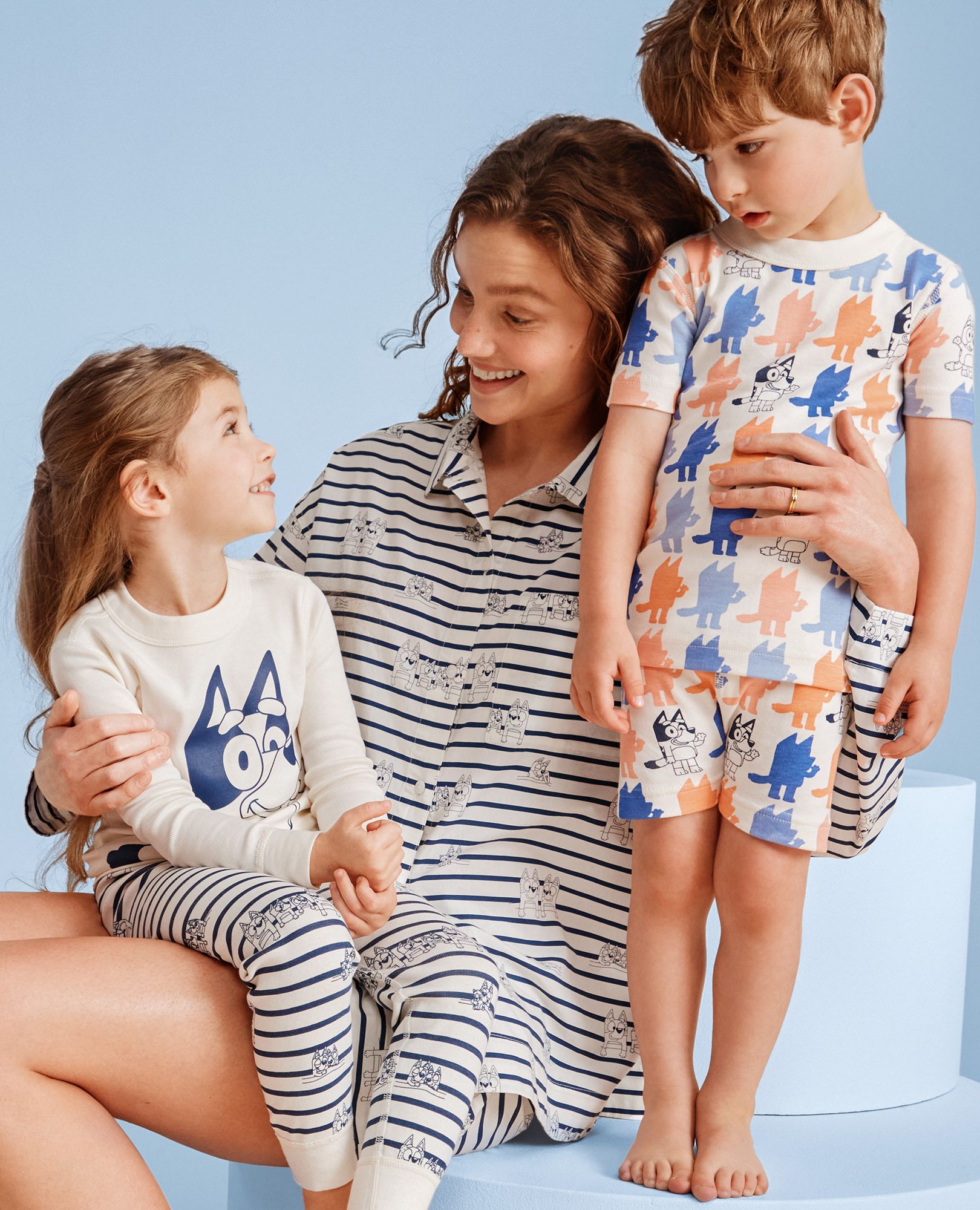 Women's Bluey Long Sleeve Poplin Pajama Set in Bluey Family Sleepover - main