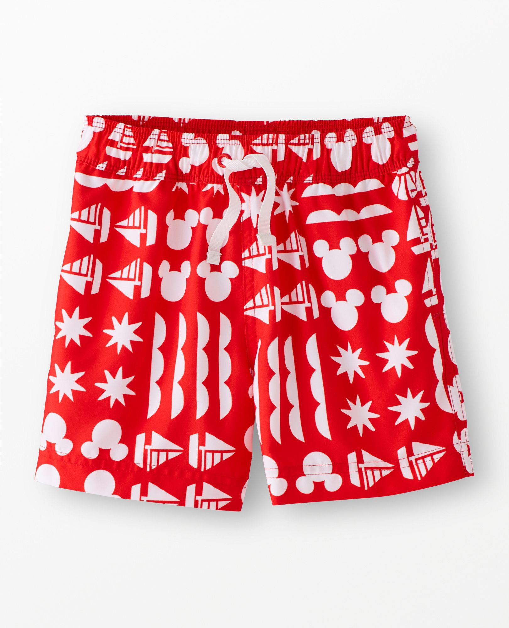 Disney Mickey Mouse Swim Trunks in Mickey Mouse Sail Patchwork Red - main