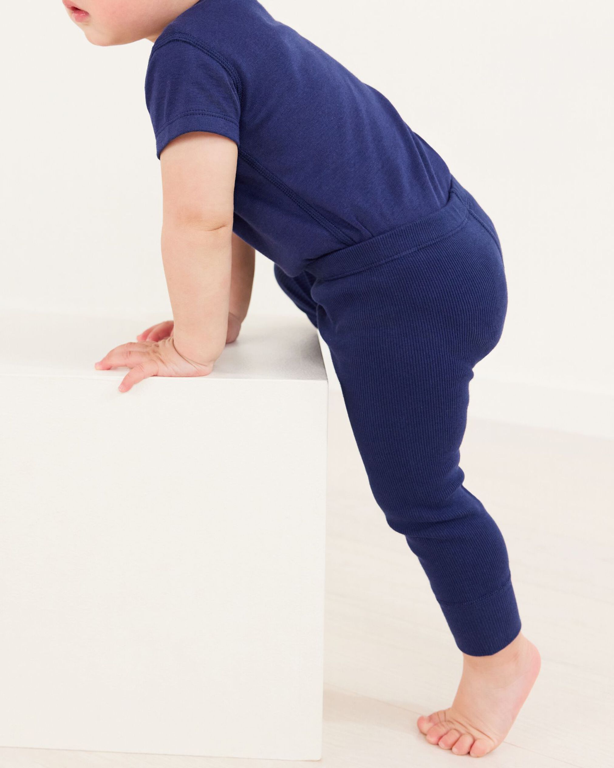 Baby Ribbed Leggings in Navy Blue - main