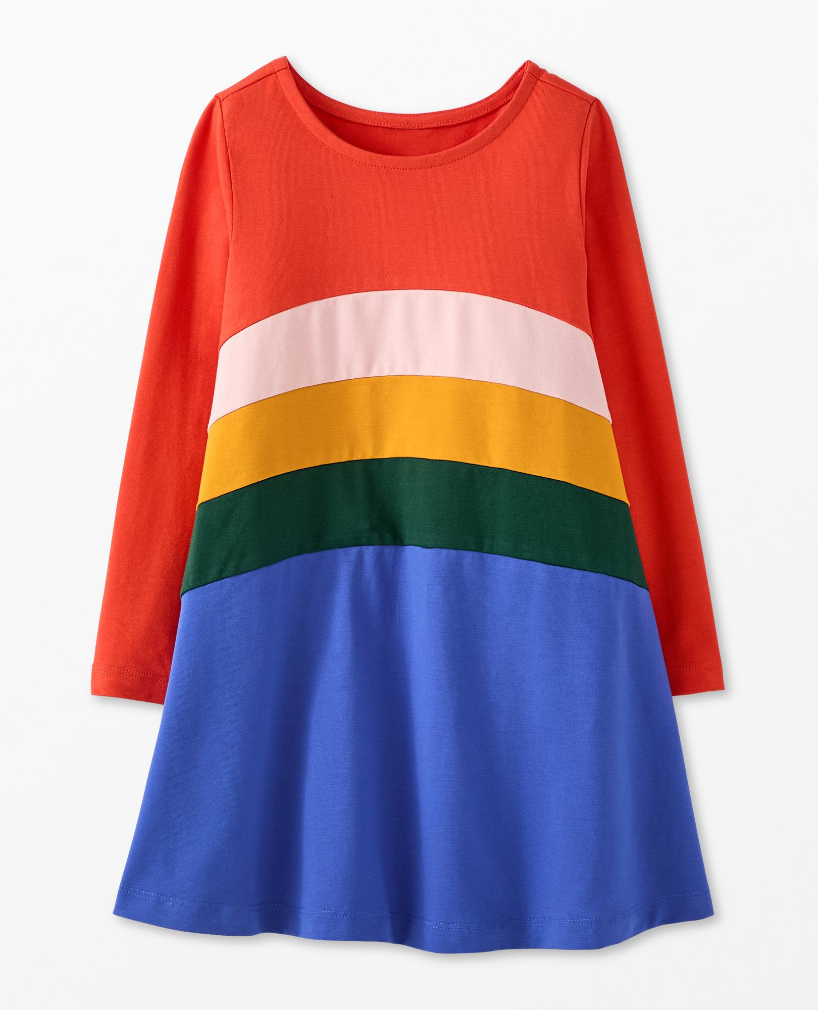 Long Sleeve Colorblock Swing Dress