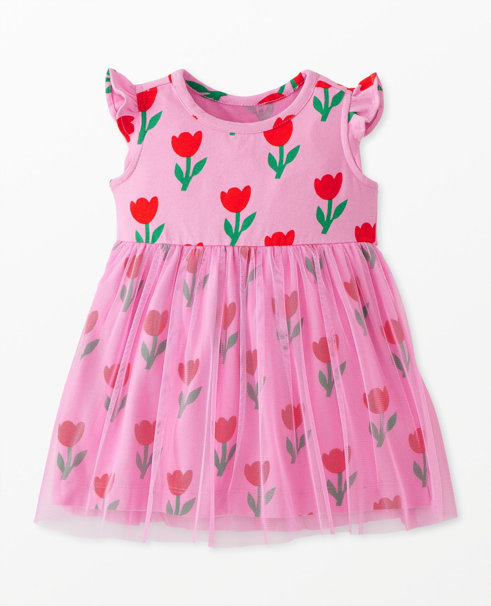 Baby Tulle Flutter Sleeve Dress