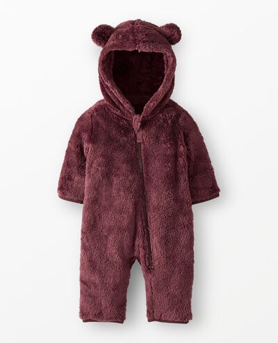 Baby Marshmallow Fleece Romper in Eggplant - main
