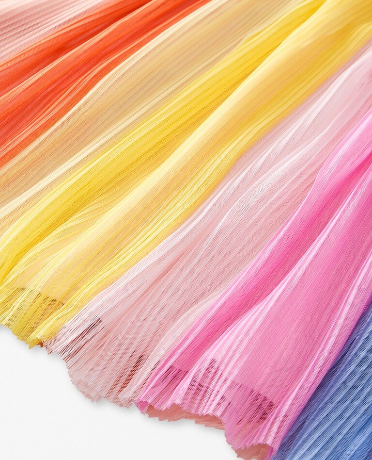Sleeveless Tulle Rainbow Paneled Dress in Rainbow Multi - main