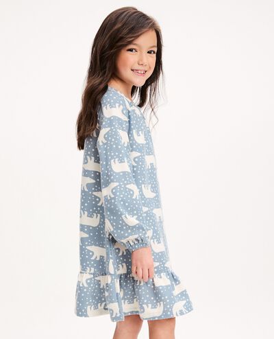Kids Holiday Flannel Nightgown in Snowy Polar Bear on North Air - main