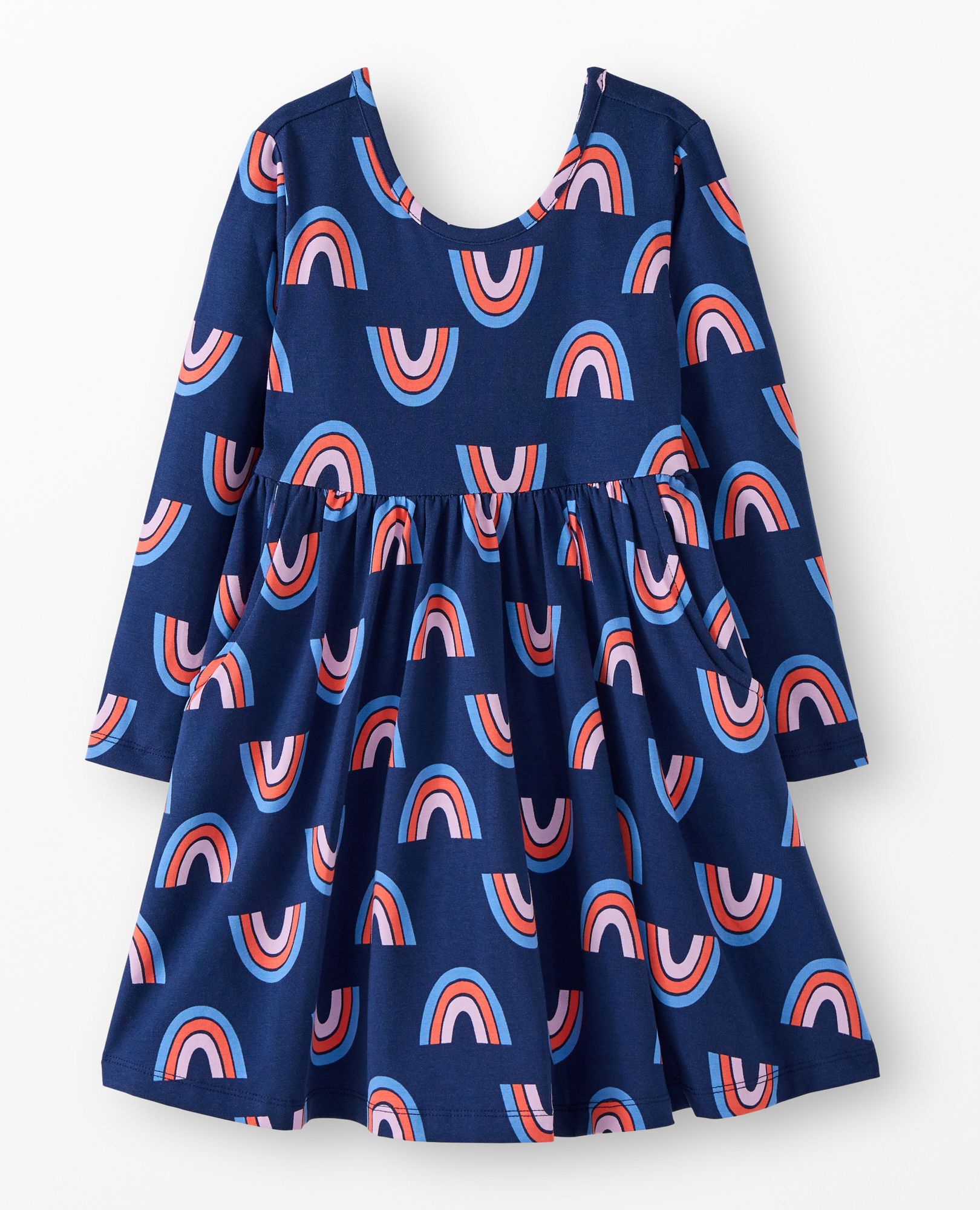 Long Sleeve Skater Dress with Pockets in Magical Rainbows - main