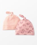 2-Piece Baby Layette Top Knot Beanie in HannaSoft™ in Blush Pink Rainbow - main