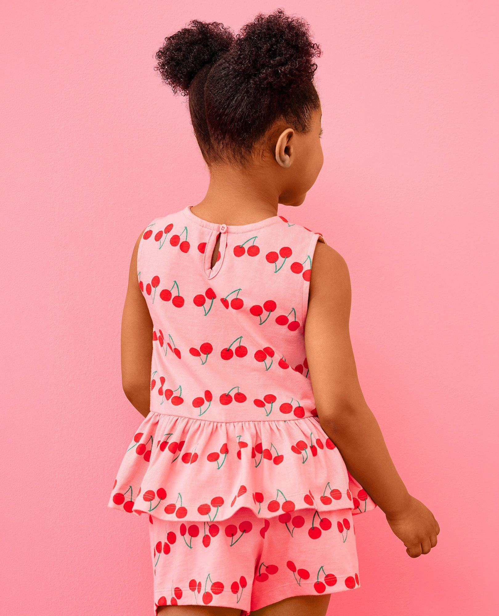 Sleeveless Peplum Top & Shorts Set in Summer Cherries - main