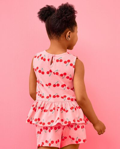 Sleeveless Peplum Top & Shorts Set in Summer Cherries - main