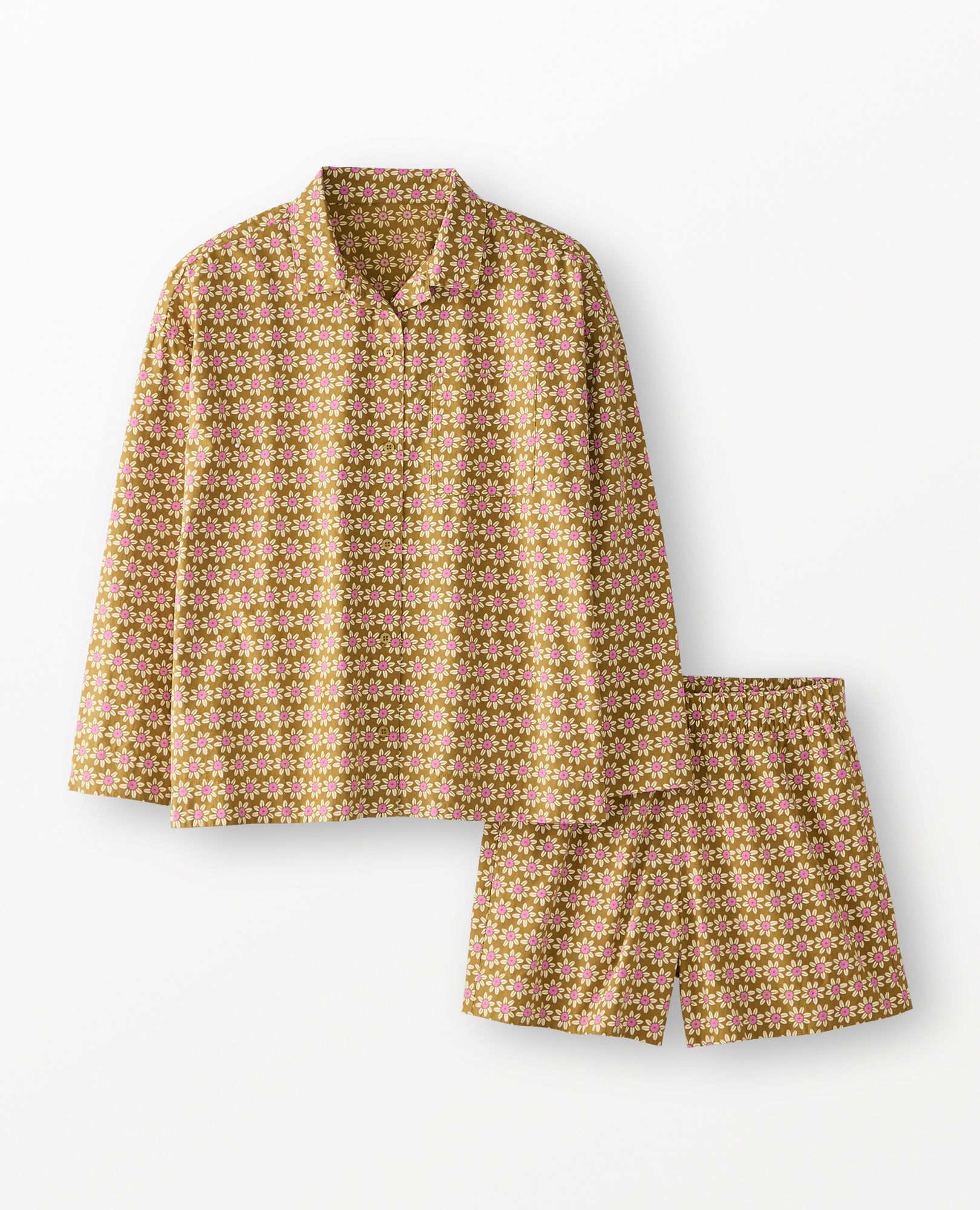 Women's Long Sleeve Poplin Pajama Set in Sweet Daisies - main