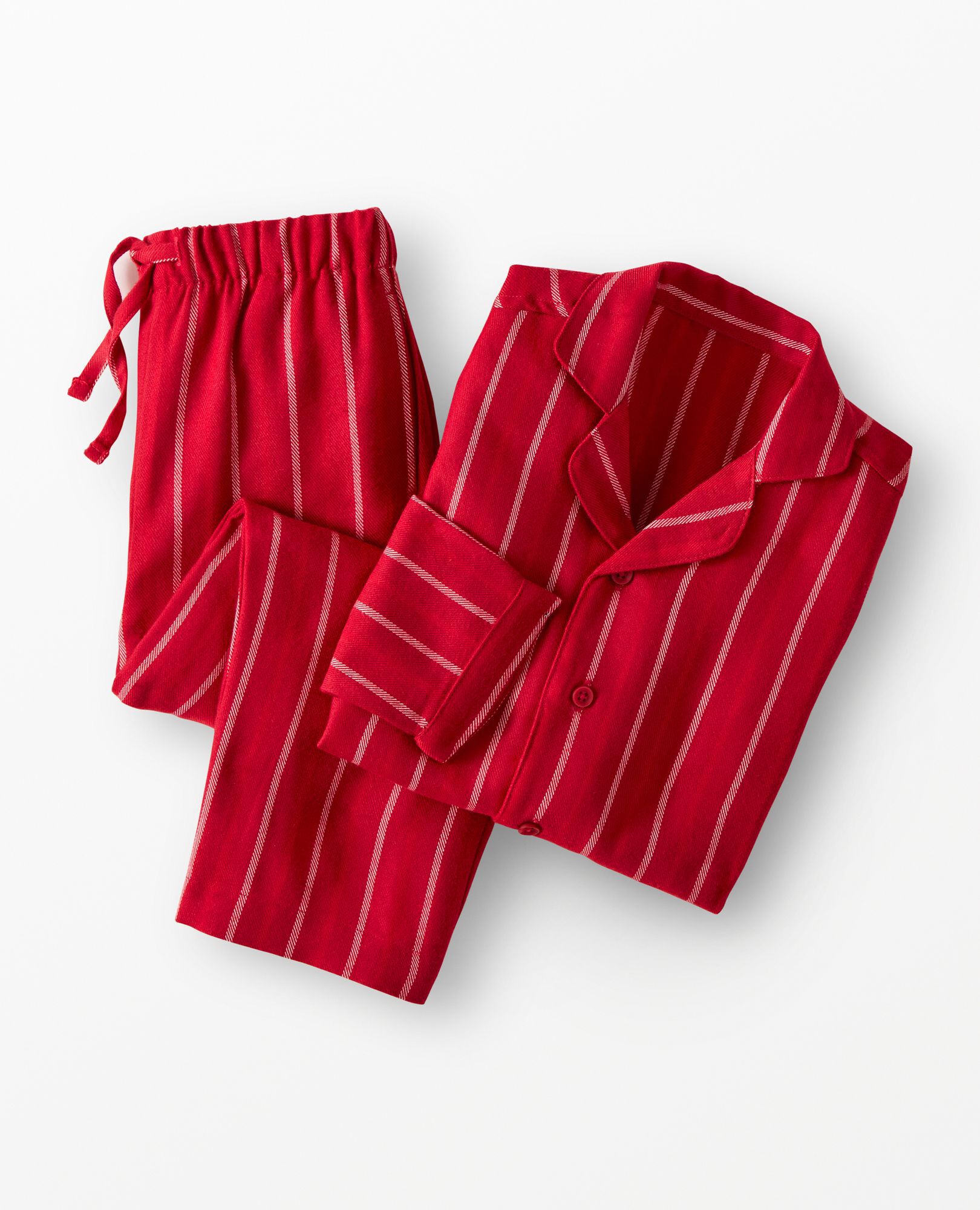 Holiday Flannel Pajama Set in Holiday Red Stripes - main