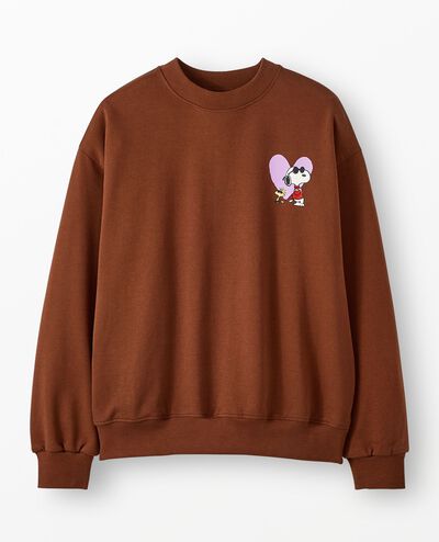 Adult Peanuts Valentine's Oversized French Terry Sweatshirt in Snoopy Joe Cool Brown - main
