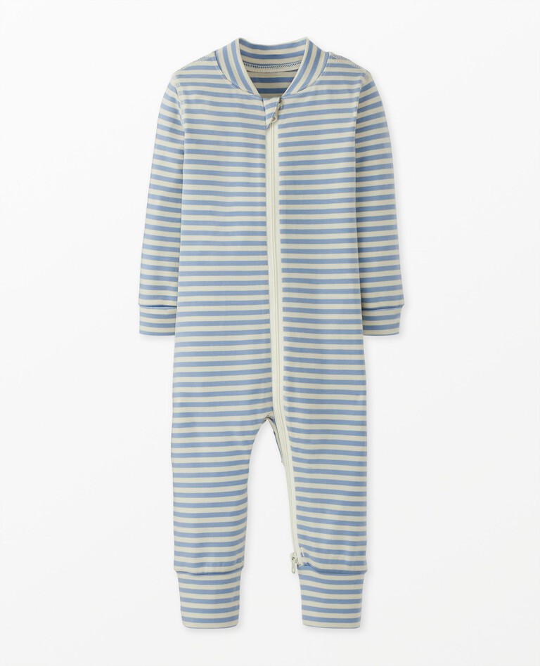Baby Striped 2-Way Zip Sleeper in HannaSoft™ in Ecru/North Air - main
