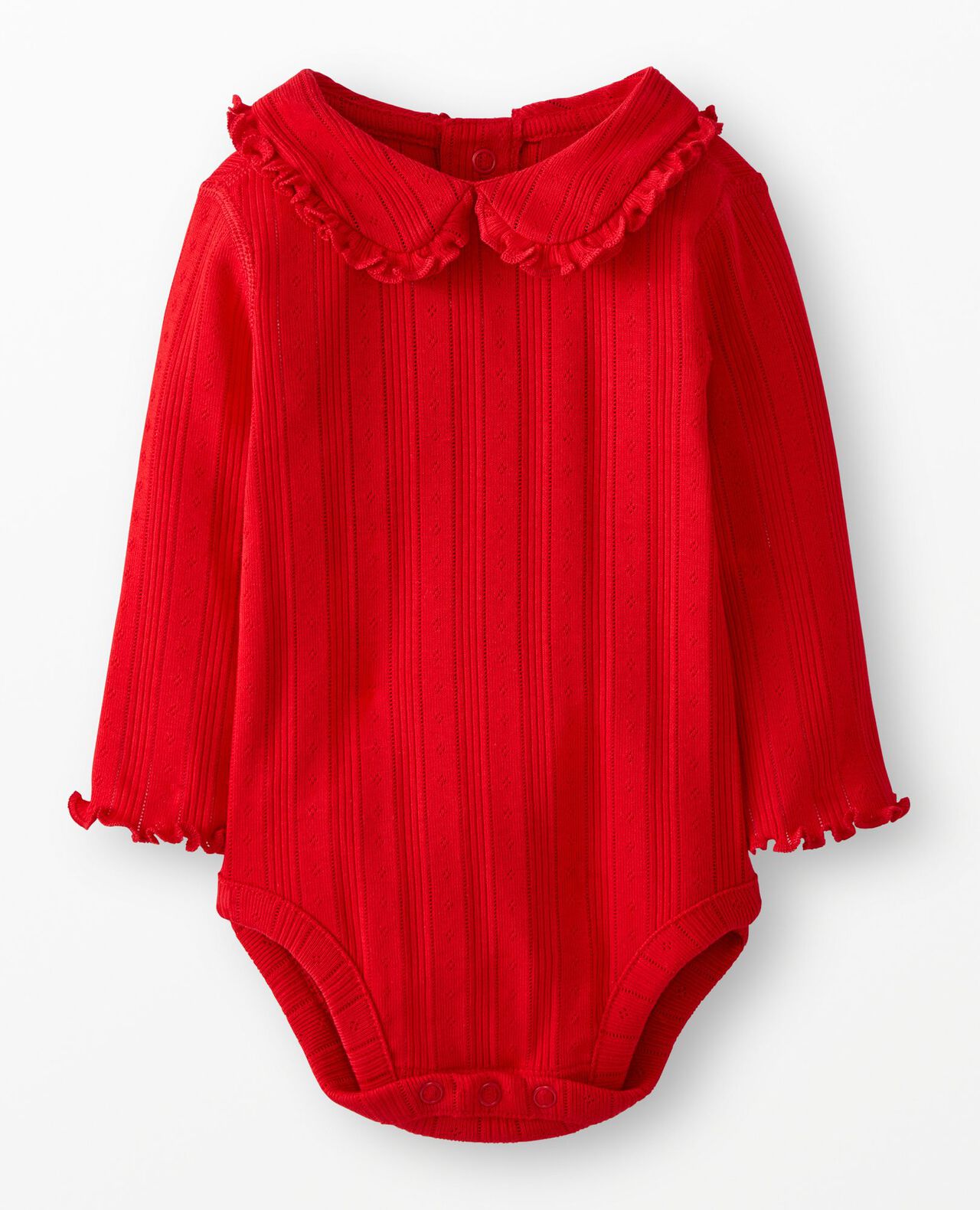 Baby Long Sleeve Pointelle Bodysuit in Ribbon Red - main