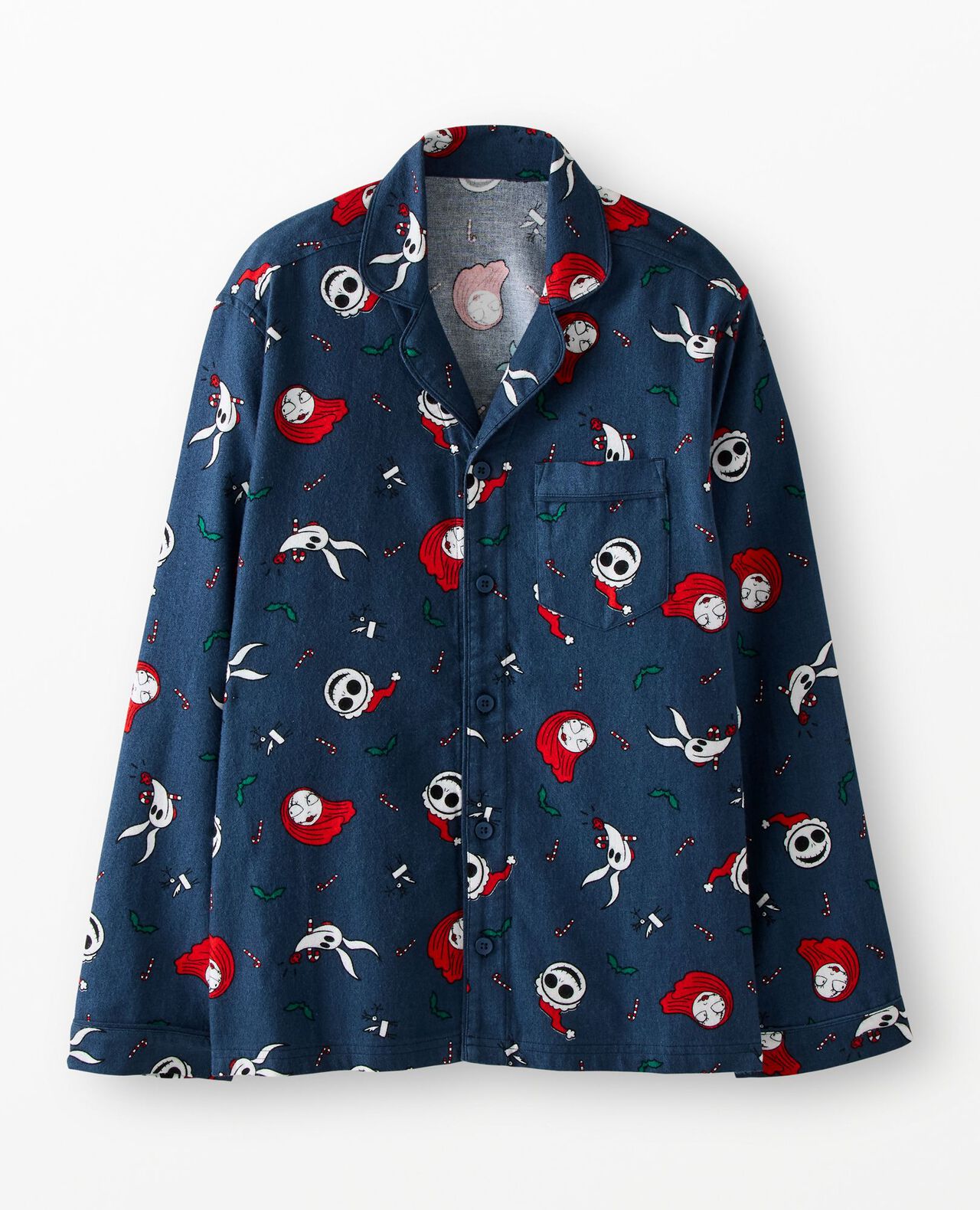 Adult Disney Tim Burton's The Nightmare Before Christmas Flannel Pajama Top in Nightmare Before Christmas - main