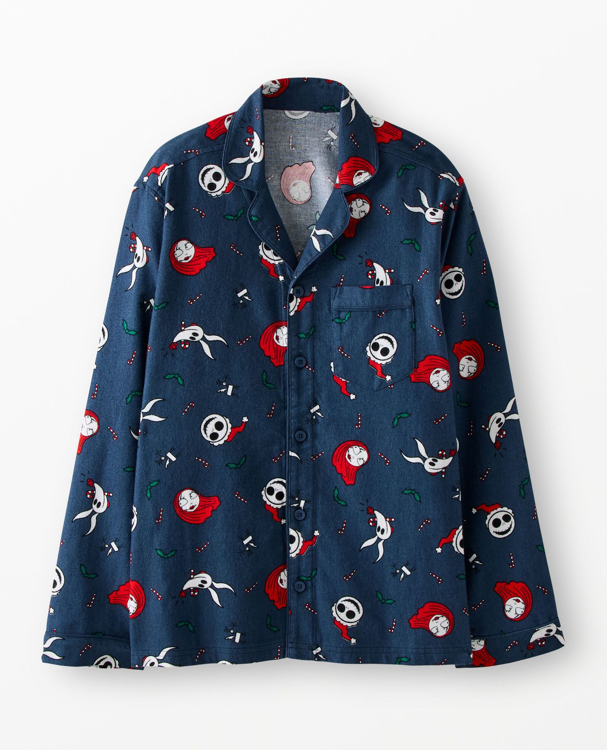Adult Disney Tim Burton's The Nightmare Before Christmas Flannel Pajama Top in Nightmare Before Christmas - main