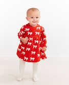 Baby Holiday Dress In Organic French Terry in Holiday Bow - main