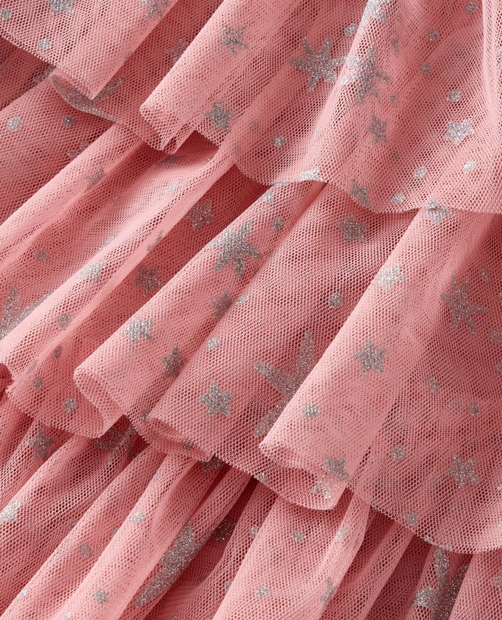 Shimmer Tulle Ruffle Capelet in Powdered Rose - main