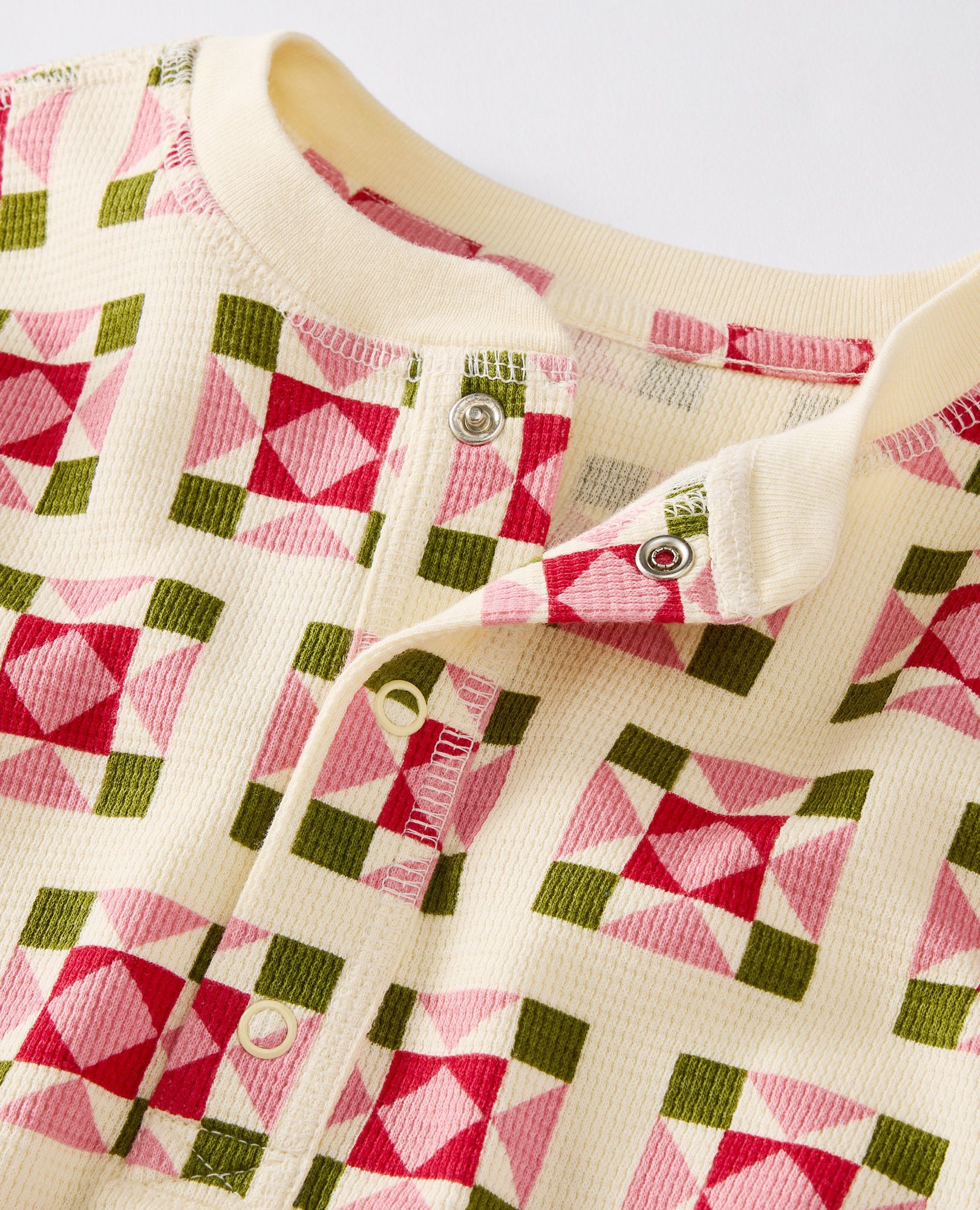 Holiday Waffle Pajama Set in Quilted Stars on Almond Oil - main